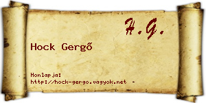 Hock Gergő névjegykártya